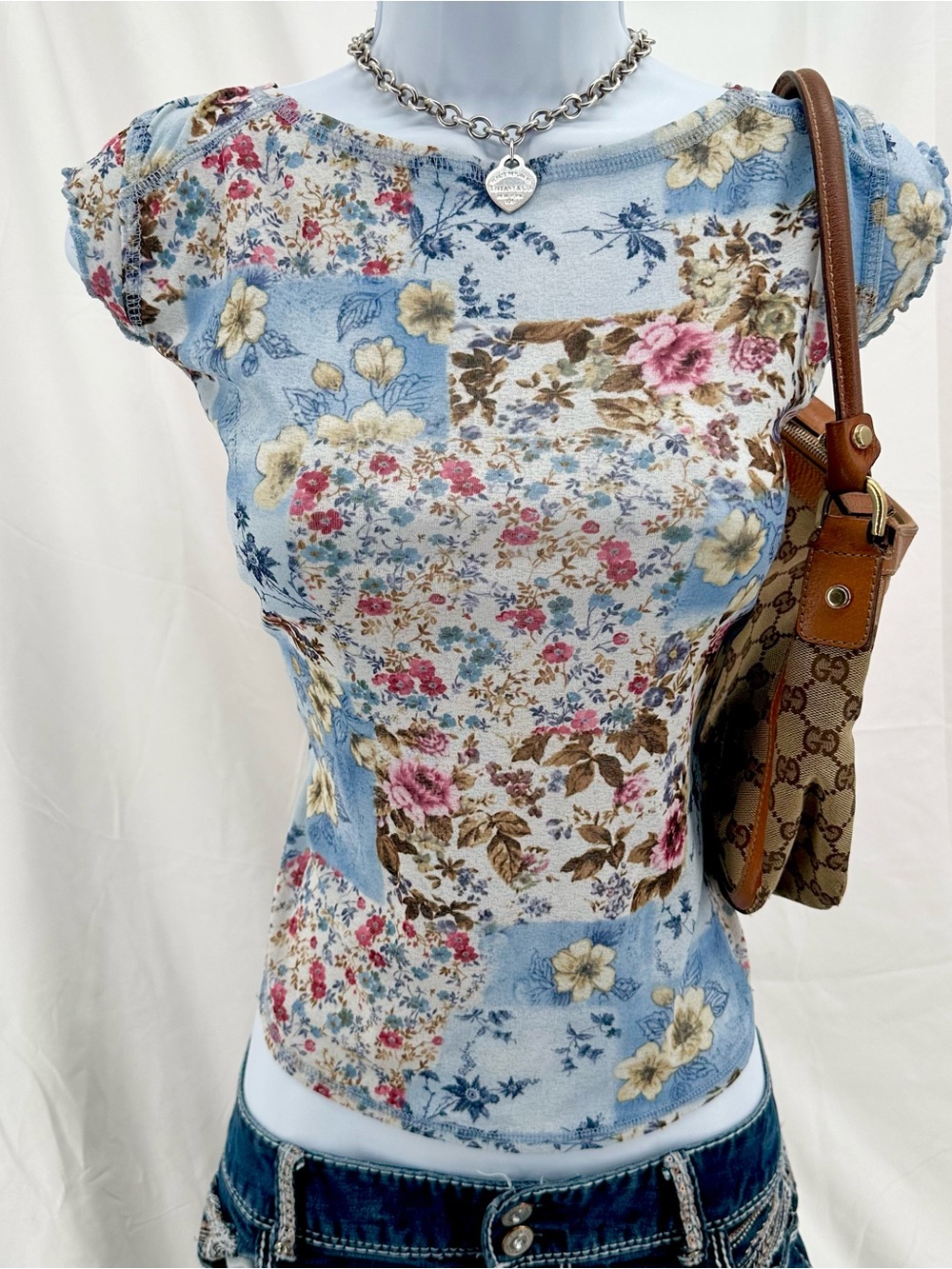 Cottagecore 2000s Xhilaration Sheer Patchwork Top